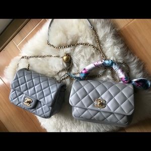 Chanel Gray Mini Flaps , 100% authentic